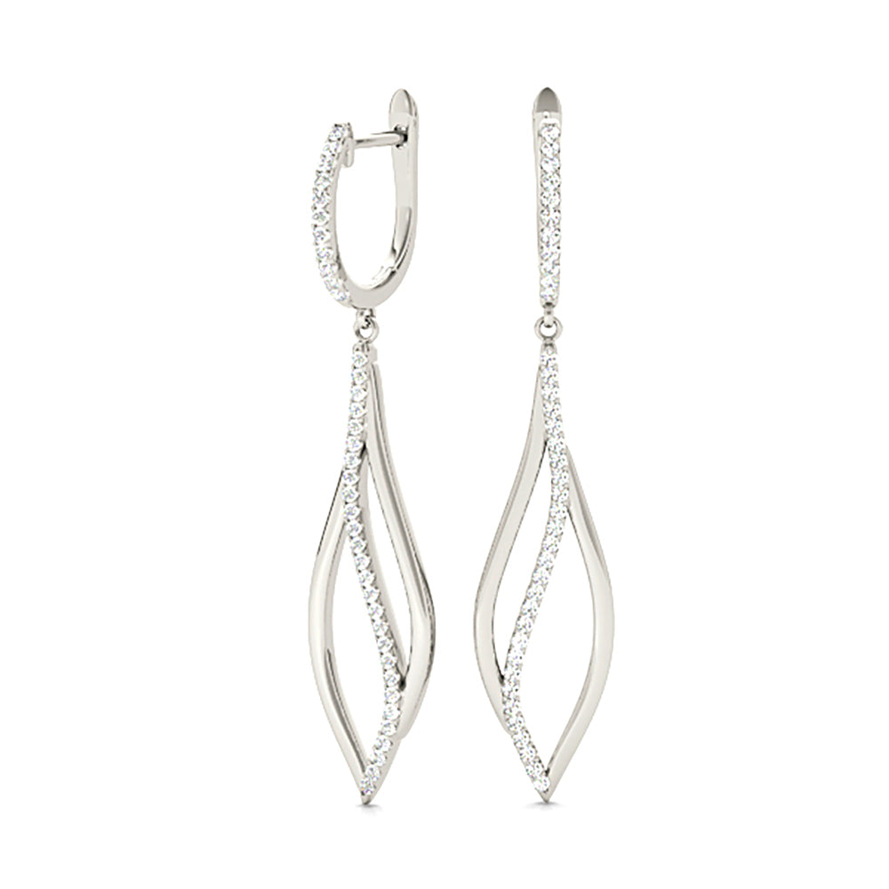 0.40 ctw Diamond Tear Drop Earrings Cocktail Style-VIRABYANI